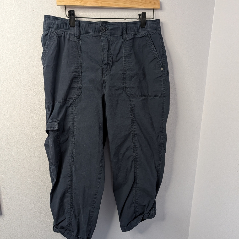Chico's Cropped Cargo Pants Size 2 Navy Stretch‎